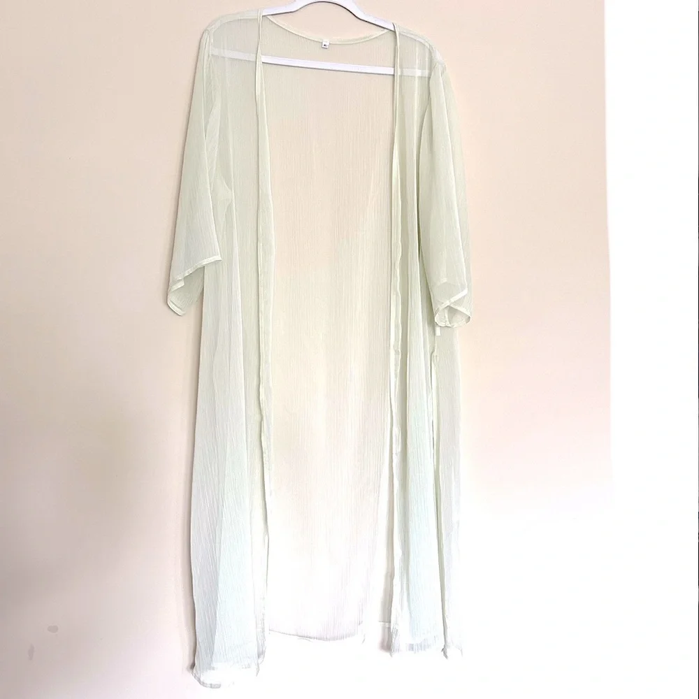 Elegant Women’s Sheer Intimates Coverup in Light Green / Yellowish Color